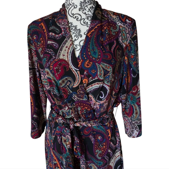 Nicole Miller Studio faux wrap paisley dress size 14 - Picture 2 of 14